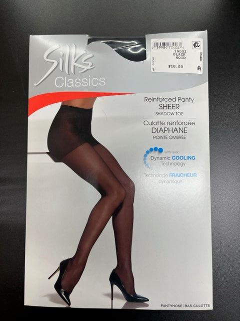 Silks Reinforced Panty Sheer Pantyhose Black 19002