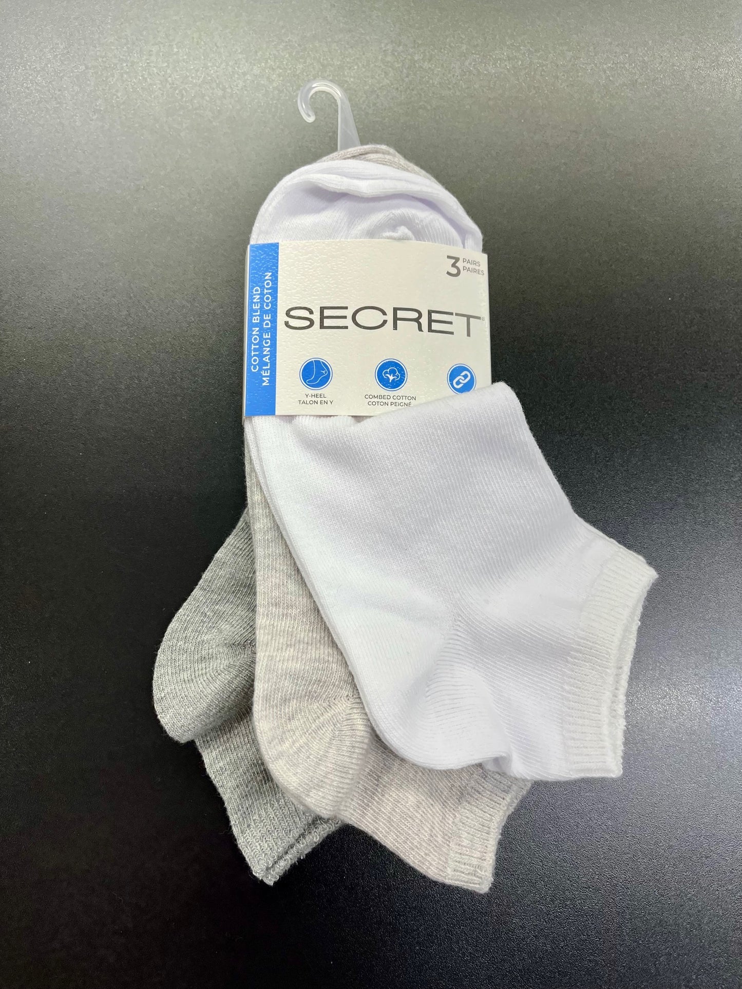 Secret Comfort Low Cut Socks White/Grey 6964A