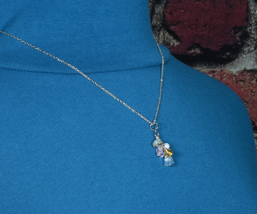 J&J Designs 20" Silver Cluster Necklace LUNA