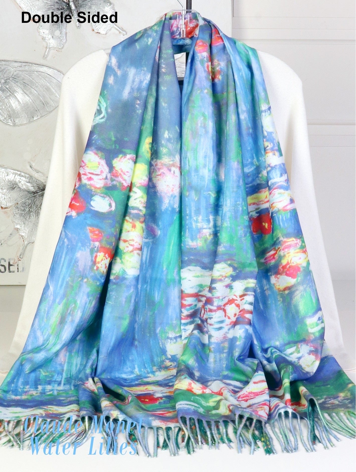 Cherie Bliss Monet Women w/a Parasol Oil Painting Double Sided Printed Scarf SF202507
