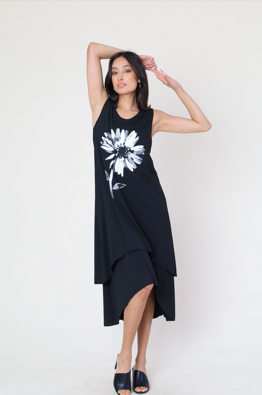 Funsport Sleeveless Knit Dress w/Sunflower Black 241754