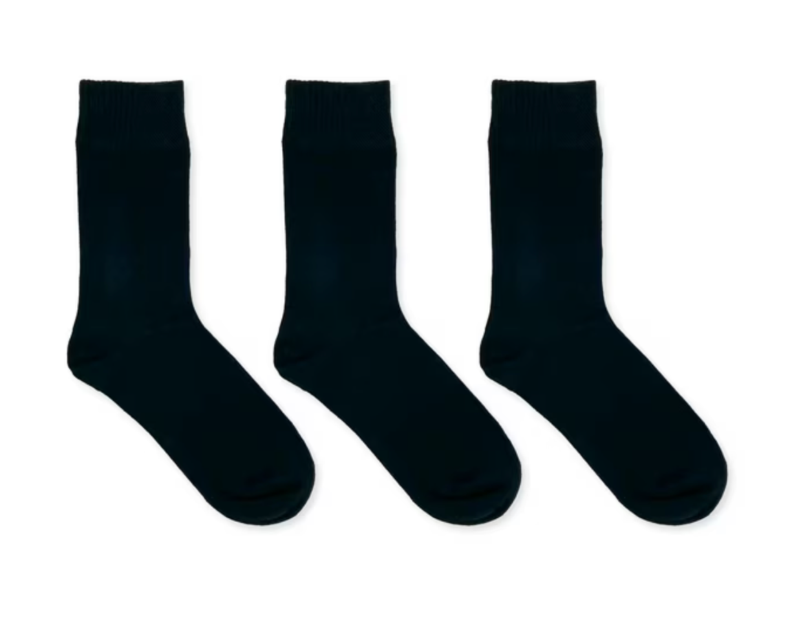 Secret Comfort Crew Socks 3 Pairs/Pack Black 16651A