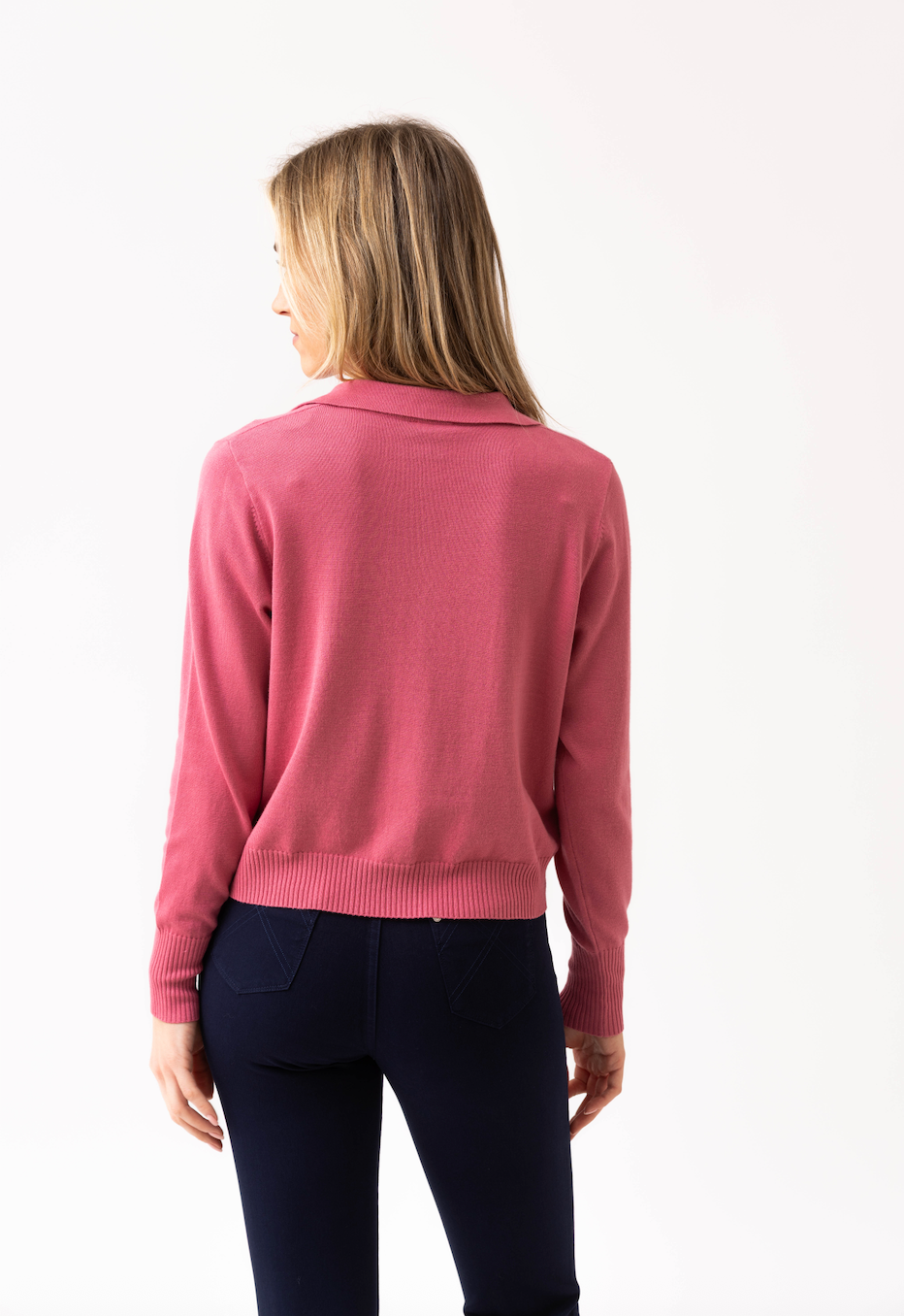 Marble Button Front V-Neck Cardigan Rose 8005-230