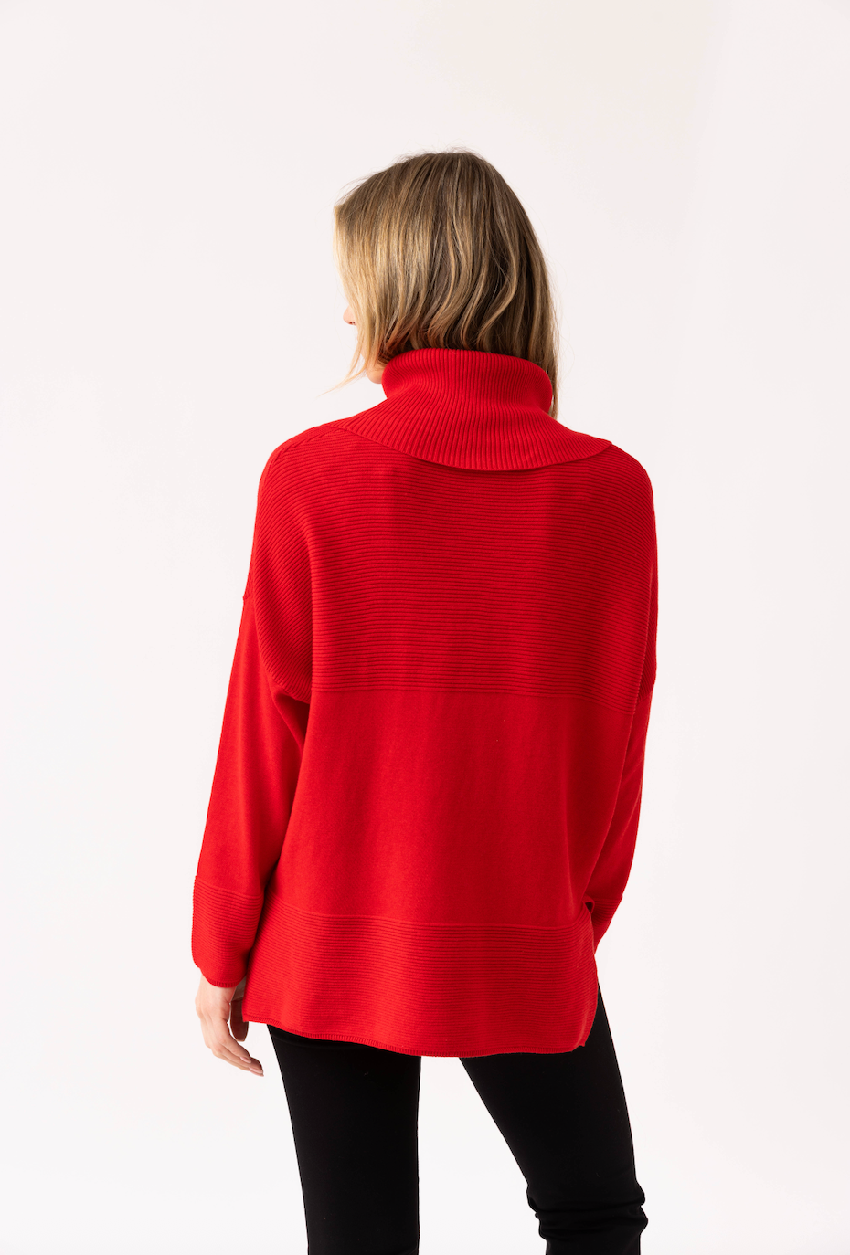Marble Oversized Cowl Neck Sweater Red 8077-109