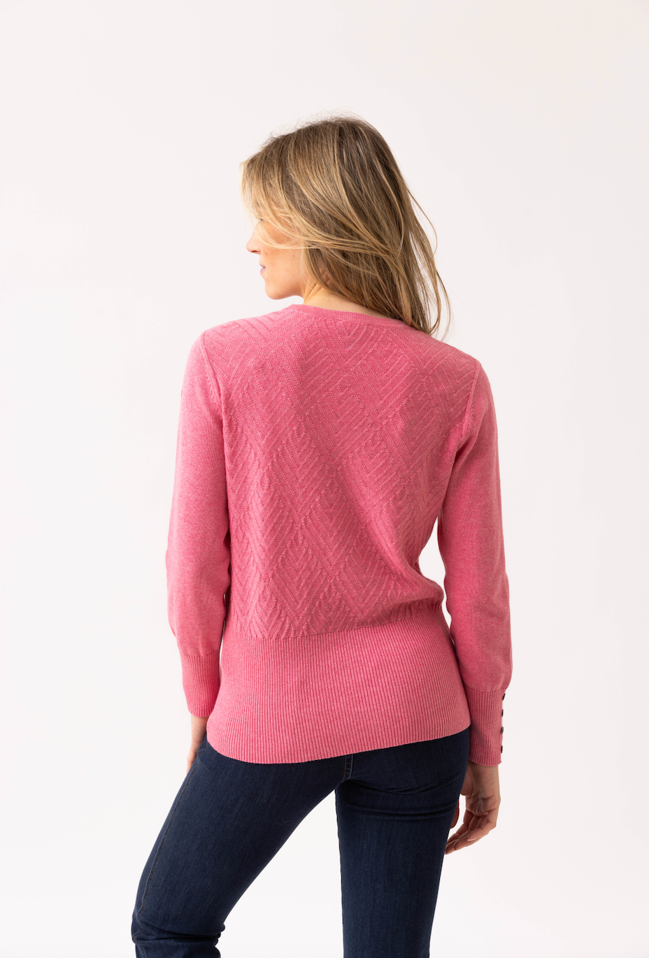 Marble Classic Fit Knit Sweater w/Detachable Collar Rose 8092-230