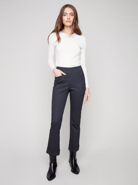 Charlie B Printed Pants w/Pockets & Cuffs Navy C5526-426C-P117