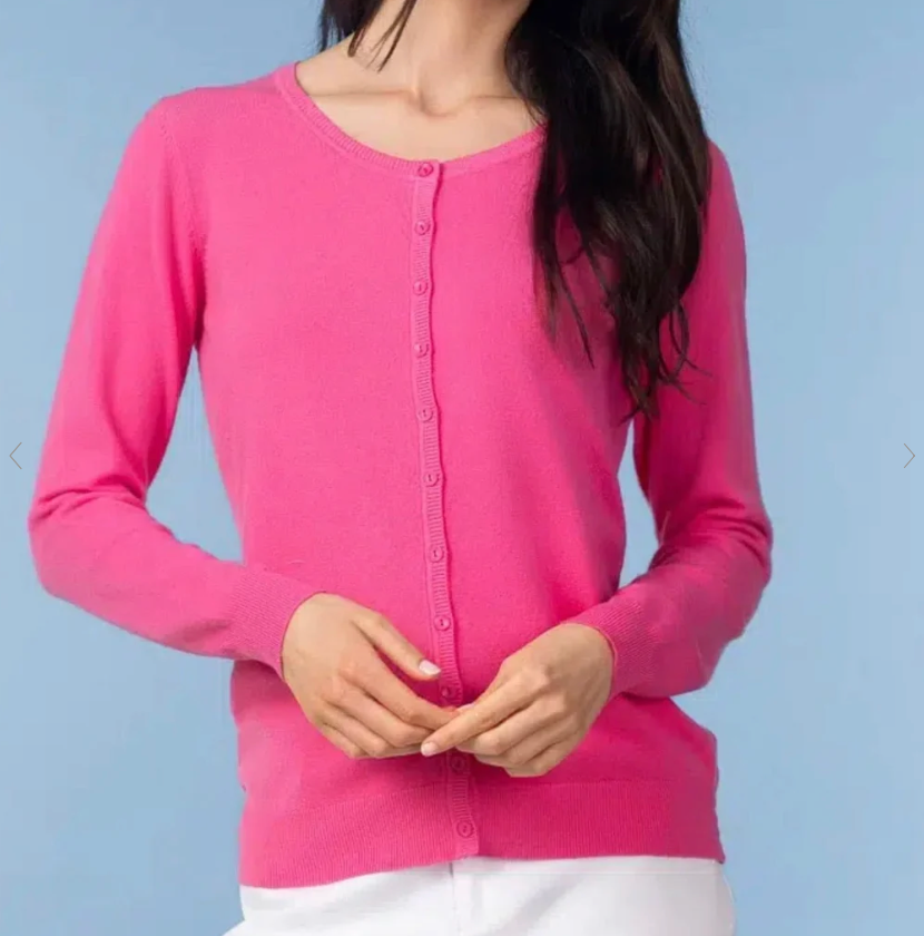 Alison Sheri Knit Button Up Cardigan Fuchsia YRE701F26