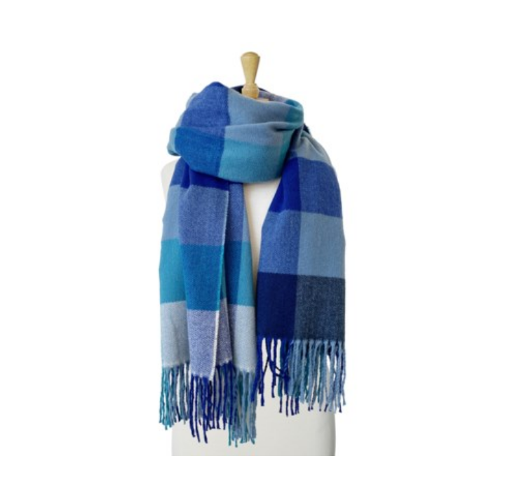 Caracol Plaid Scarf Blue 6112-BLU