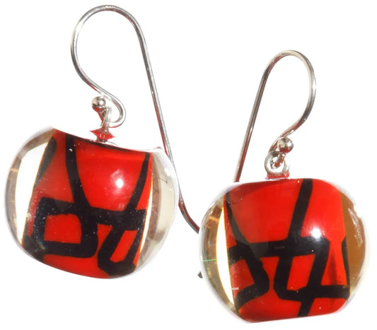 Zsiska Bliss Series Earrings Red/Black 1370501MU08Q00