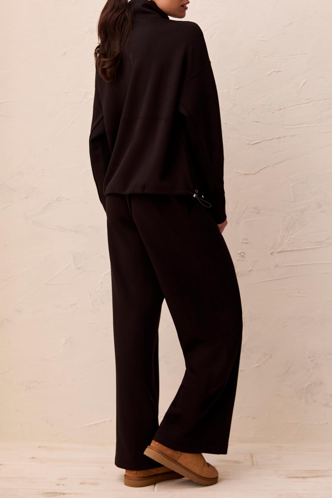 Tribal Long Sleeve Mock Neck Top w/Zipper Black 31880-3390-0002