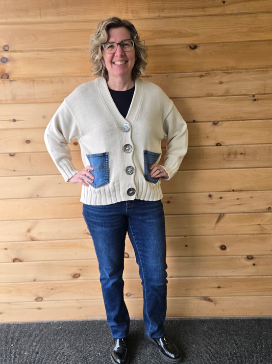 Shannon Passero Rockstar Cardigan w/o Vintage Tee Patch Cream 100-5518