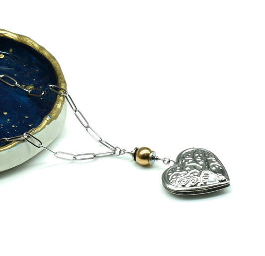 J&J Designs 18" Stainless Steel Paperclip Chain w/Tree of Life Locket DEBORAH 10536