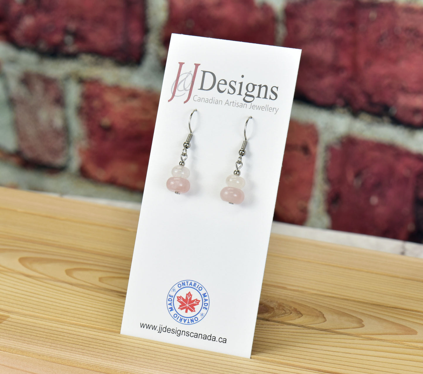 J&J Designs Rose Quartz Earrings 10728
