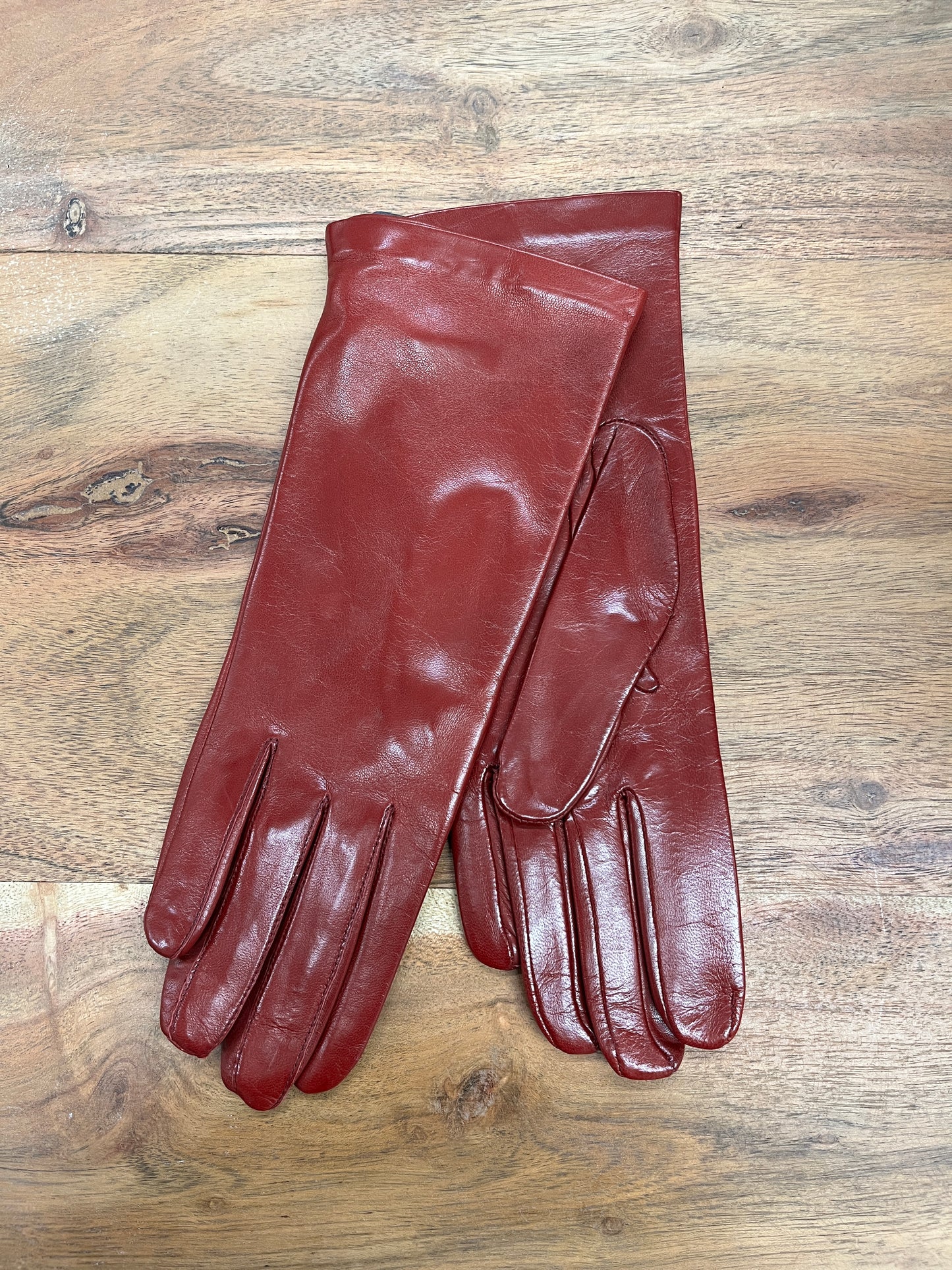 Albee Italian Leather Gloves w/Silk Lining Red 122IT