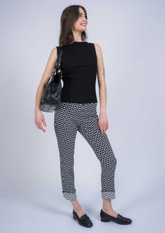 Lisette L Square Print Ankle Pant Black/White 1258-1310