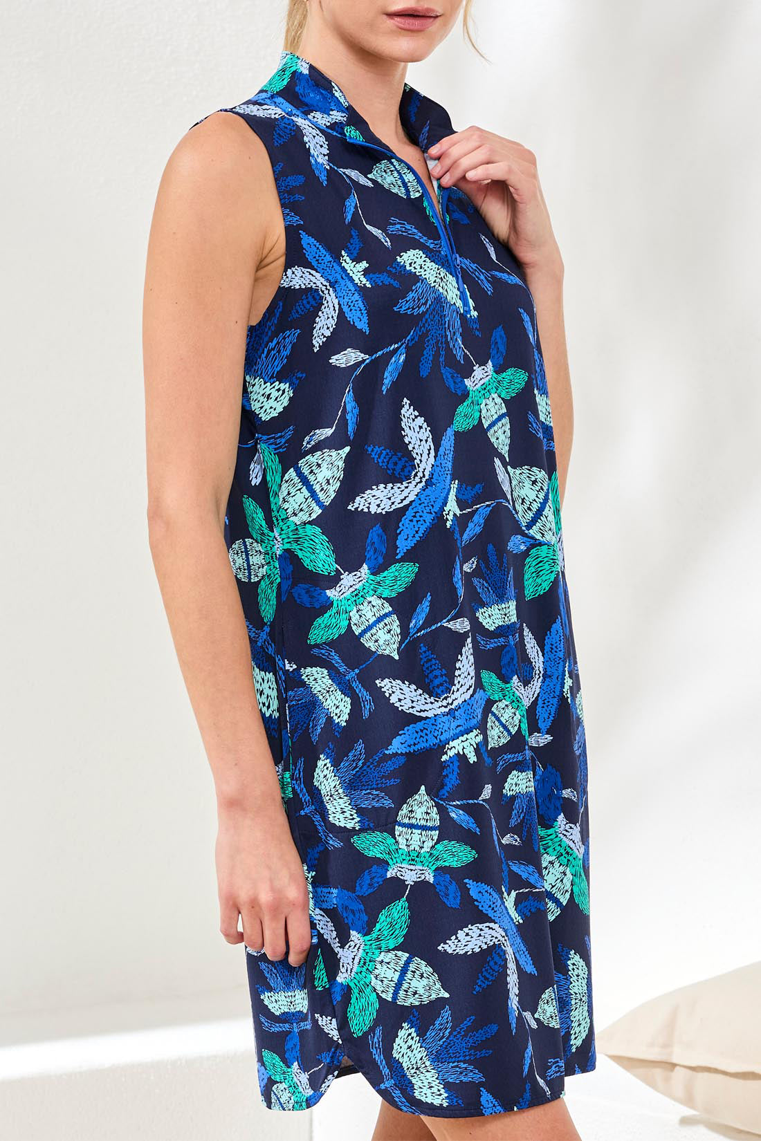 Tribal Sleeveless Dress w/Pockets & Inner Short Blue Surf 13710-3024-2773
