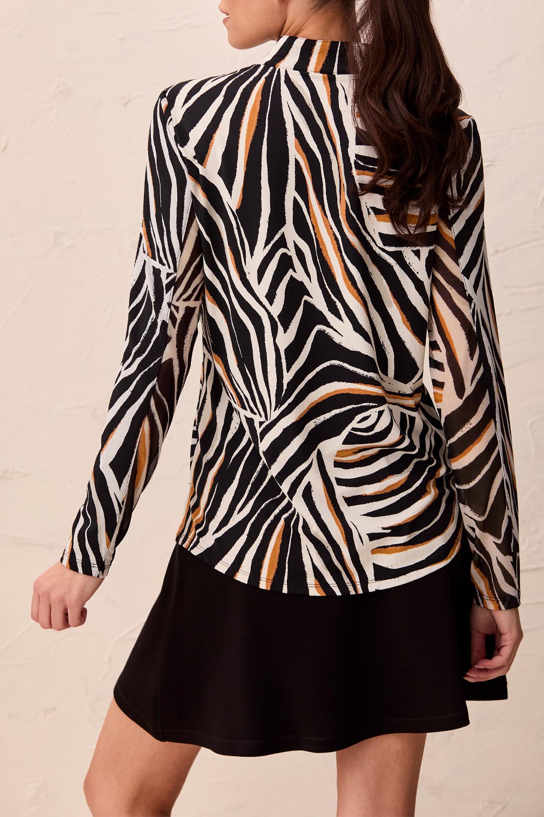Tribal Long Sleeve Mock Neck Top w/Side Slits Tuscan Tan 14100-3024-3322