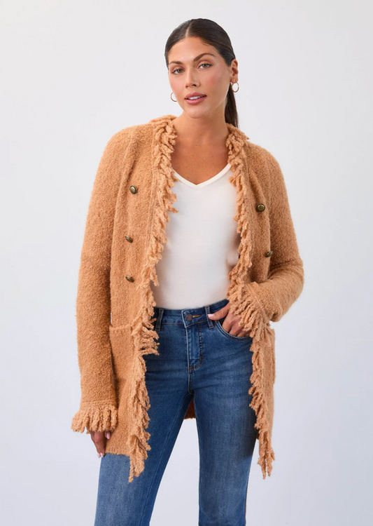 FDJ Fringed Cardigan Coat  Caramel 1463227