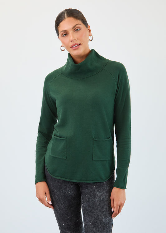 FDJ Cowl Neck Sweater  Dark Spruce 1492212