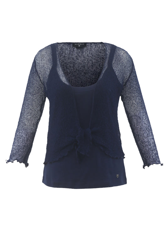 Marble Open Knit Shrug Navy 1531-103