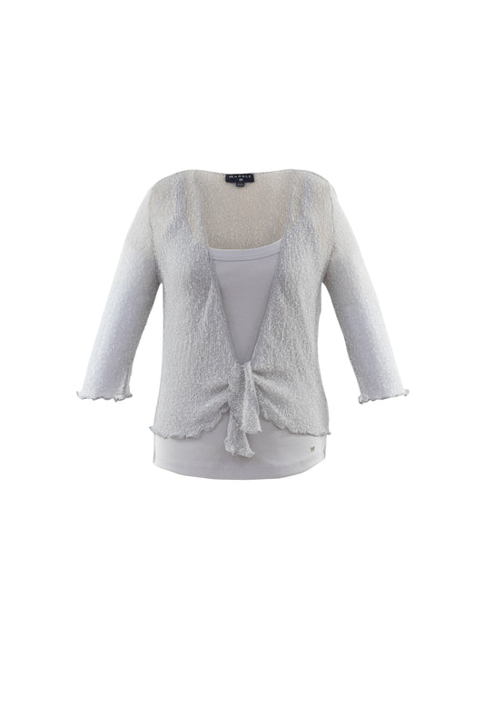 Marble Open Knit Shrug Silver 1531-106