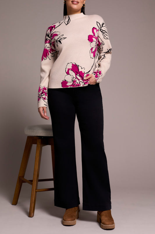 Tribal L/S Funnel Neck Sweater  Pink Flambe 15420-8012-1416