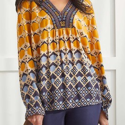 Tribal L/S Blouse w/Embroidery Marigold 15790-4716-1797