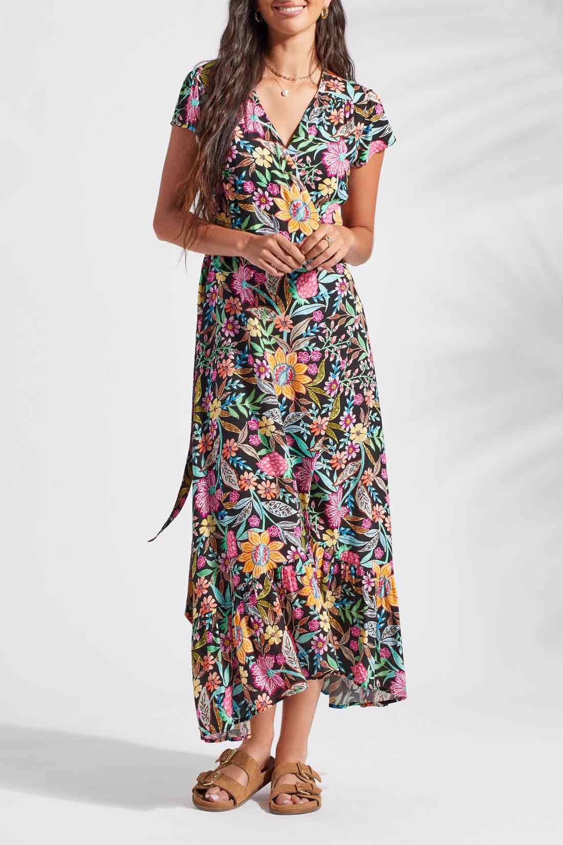 Tribal S/S Wrap Maxi Dress Dominica 1652XX-3880-3075