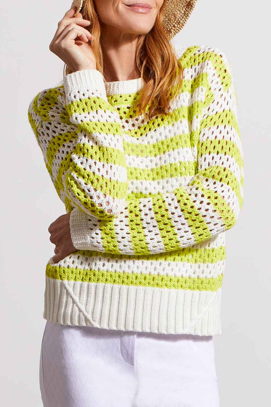 Tribal L/S Boat Neck Knit Sweater Lime 17060-576-0253