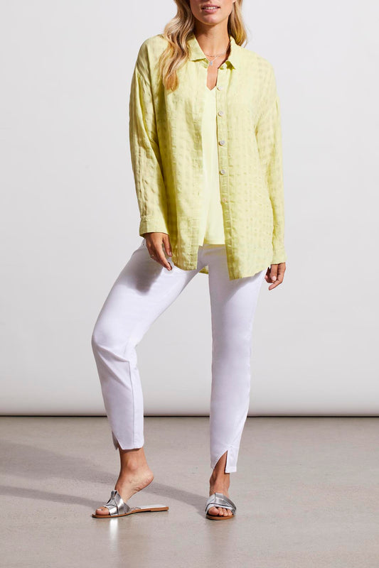 Tribal Long Sleeve Button Front Blouse Wild Lime 17530-3887-2202