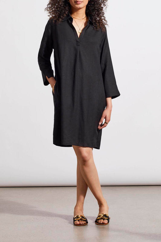 Tribal 3/4 Sleeve Dress w/Pockets Black 17650-4525-0002