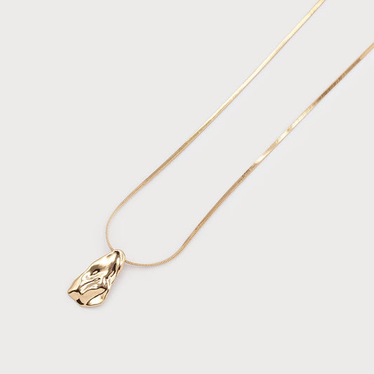 Caracol Hammered Piece Necklace 1784-GLD