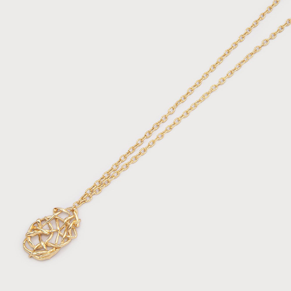 Caracol Long Intertwined Rings Pendant Gold 1830-GLD