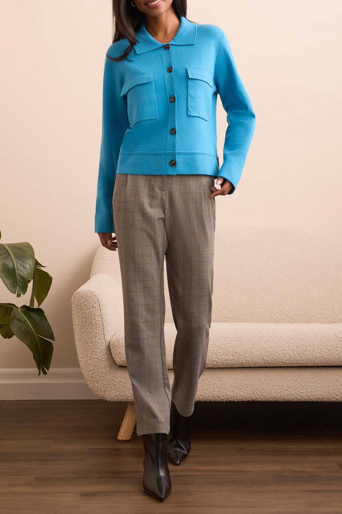 Tribal L/S Sweater Cardigan w/ Collar & Pockets  Celestial 19300-8030-2275