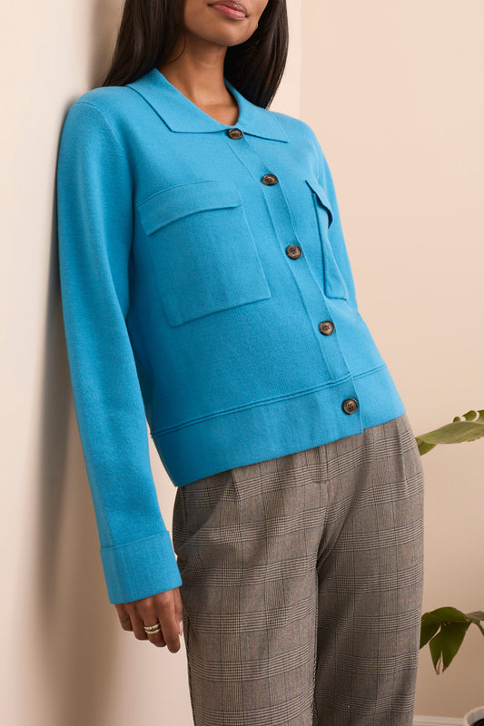Tribal L/S Sweater Cardigan w/ Collar & Pockets  Celestial 19300-8030-2275