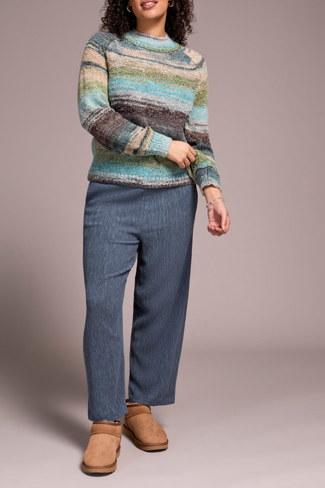 Tribal L/S Mock Neck Sweater  Aquahaze 19420-8208-1327