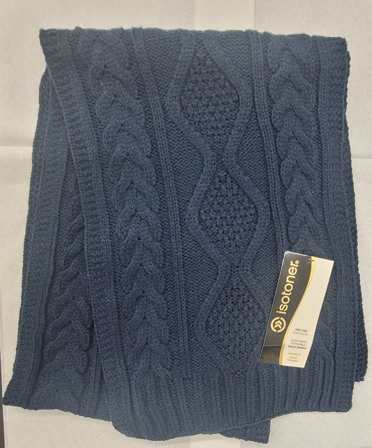 Isotoner Womans Knit Scarf Navy
