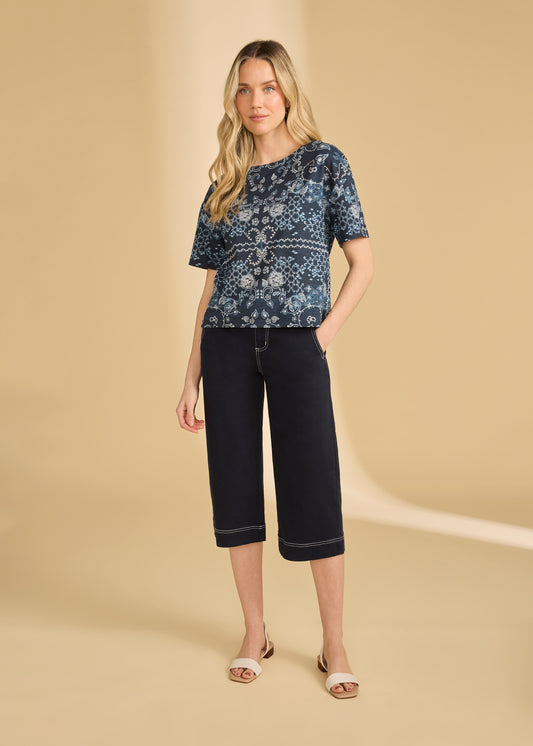 FDJ Olivia Wide Capri Navy 2028511