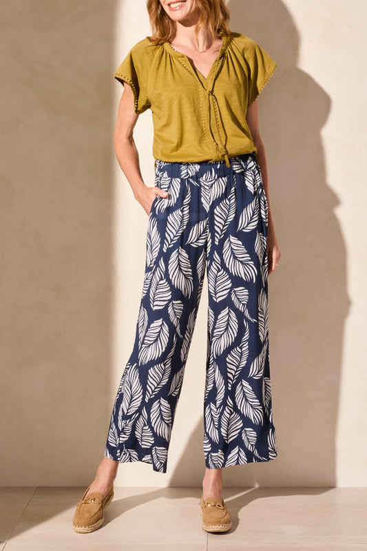 Tribal Pull On Ankle Pant w/Hem Vent & Buttons Indigo 21560-1557-3167