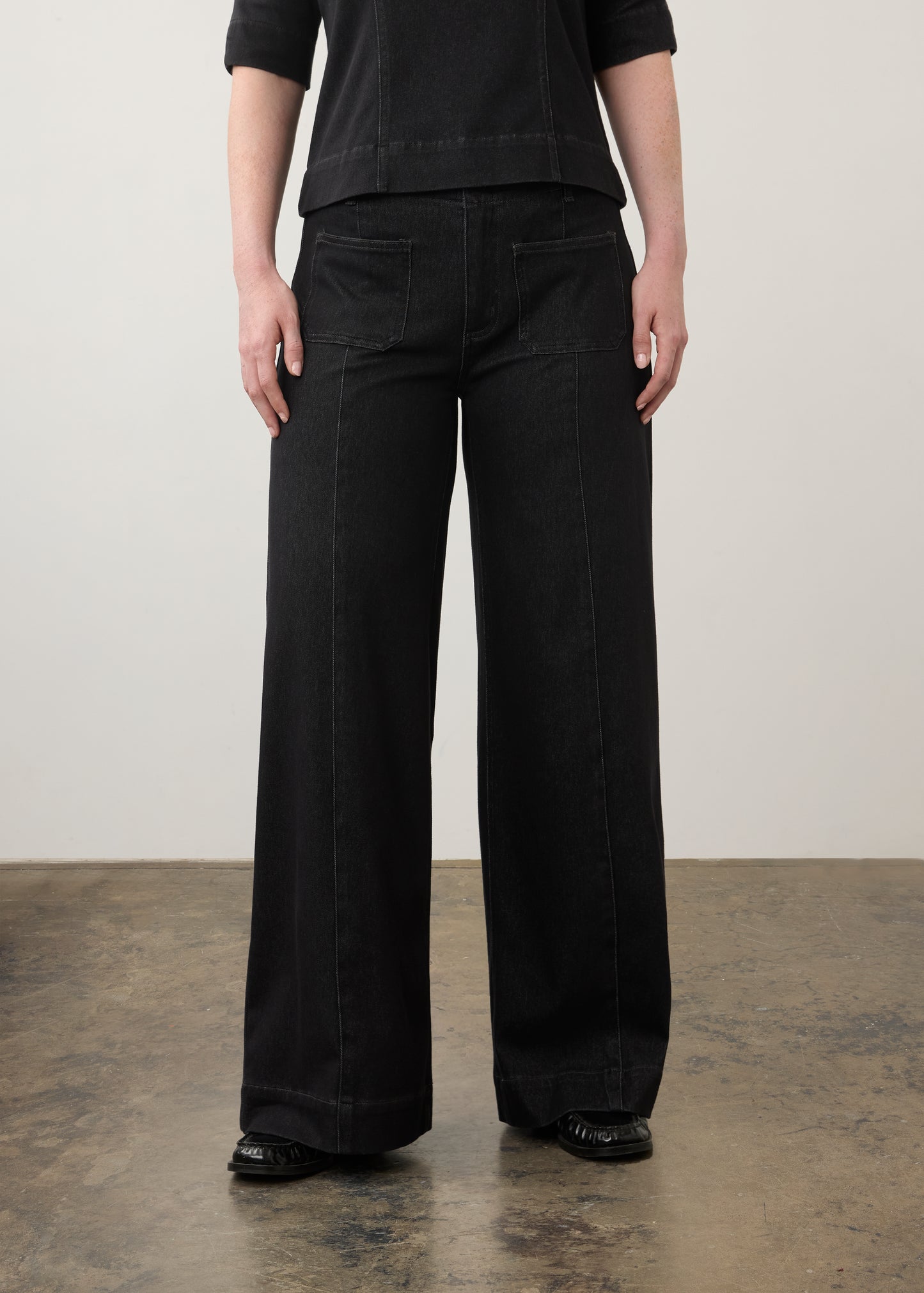 FDJ  Pull on Wide Leg Denim Pants Carbon 2173131