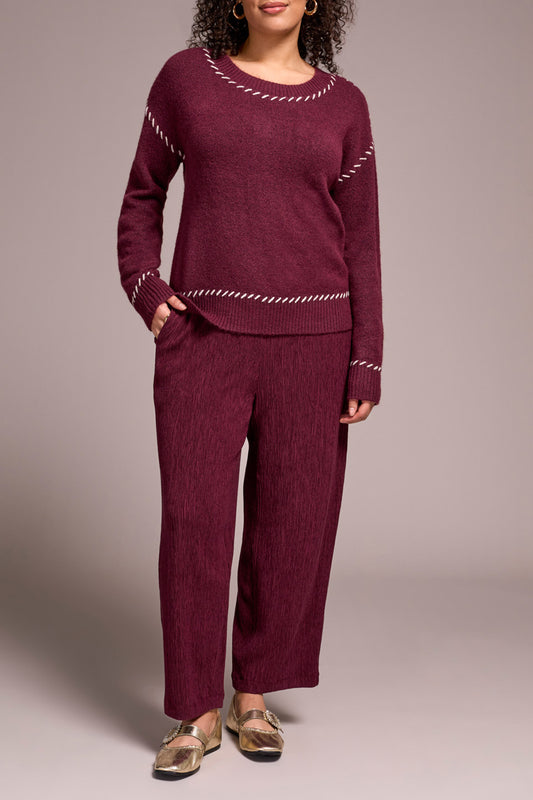Tribal L/S Crew Neck Sweater  Wine 22490-3166-0009