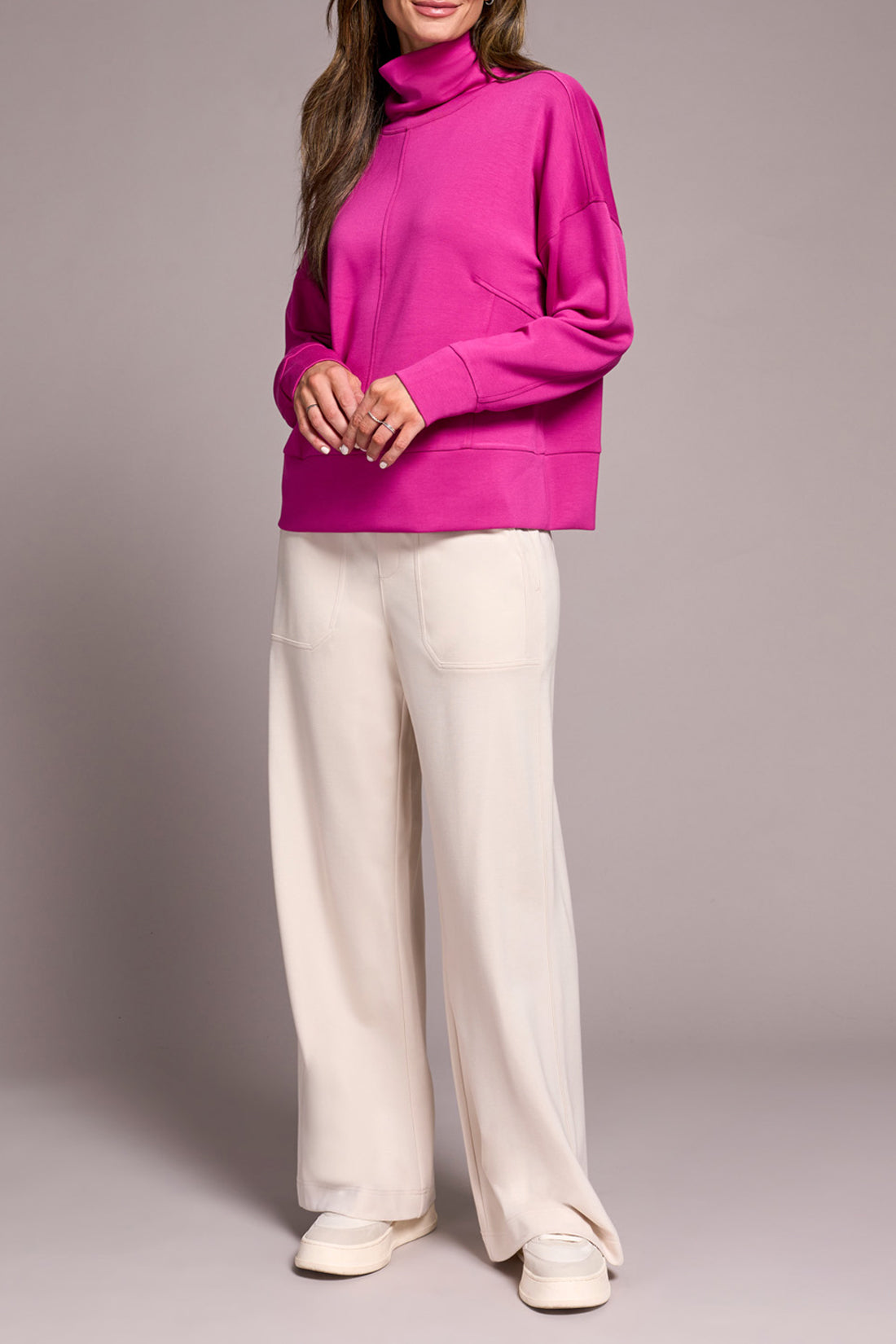Tribal L/S Funnel Neck Top  Pink Flambe 22750-3390-1416