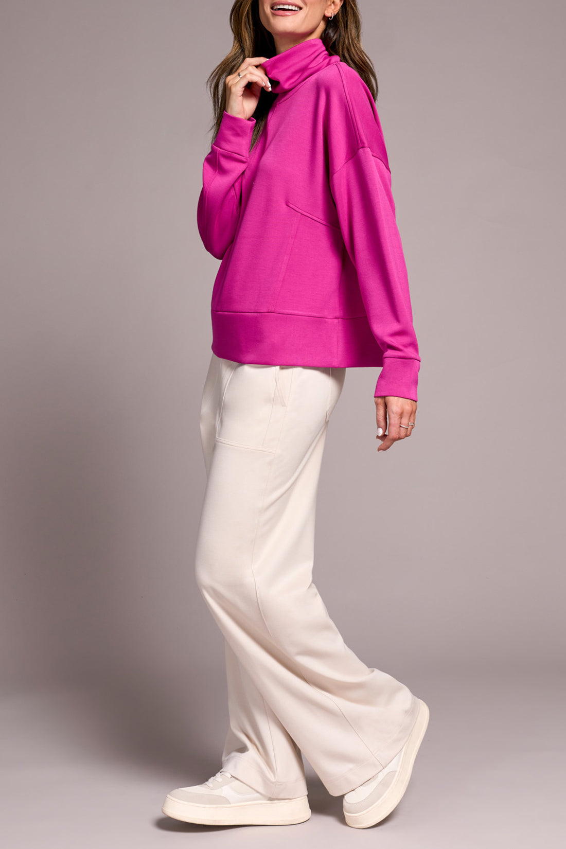 Tribal L/S Funnel Neck Top  Pink Flambe 22750-3390-1416