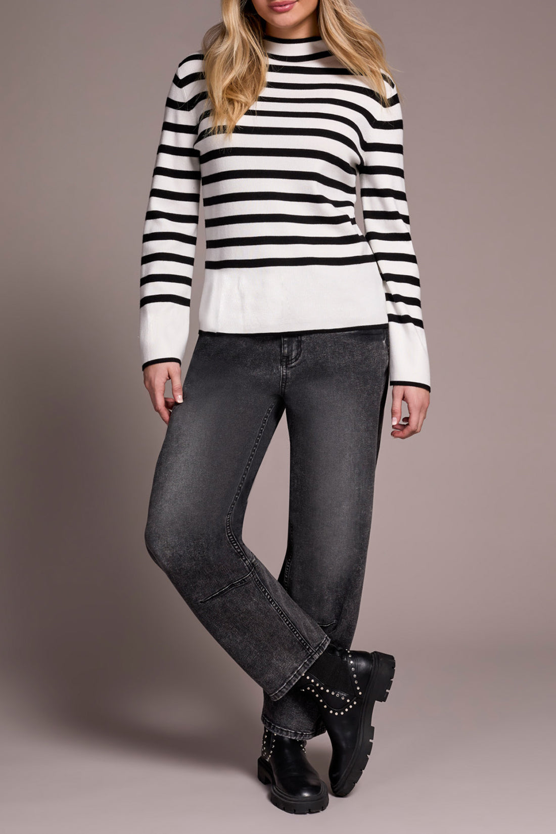Tribal L/S Funnel Neck Sweater Cream 22890-835-0026