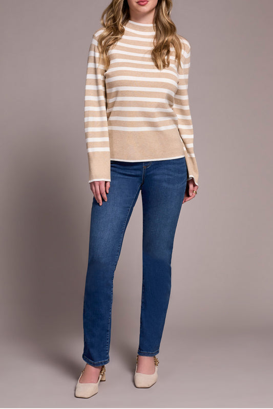 Tribal L/S Funnel Neck Sweater H. Latte 22890-835-3280