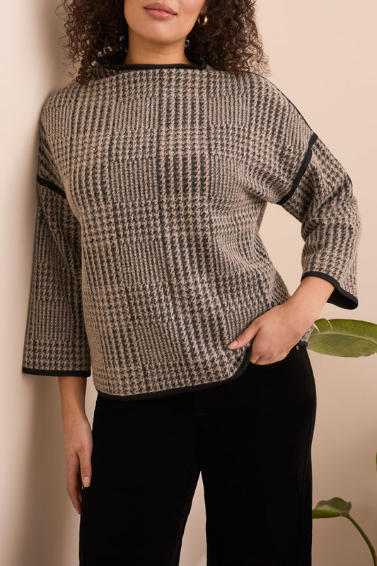 Tribal 3/4 Sleeve Mock Neck Top  Sandstone 22960-8311-0874