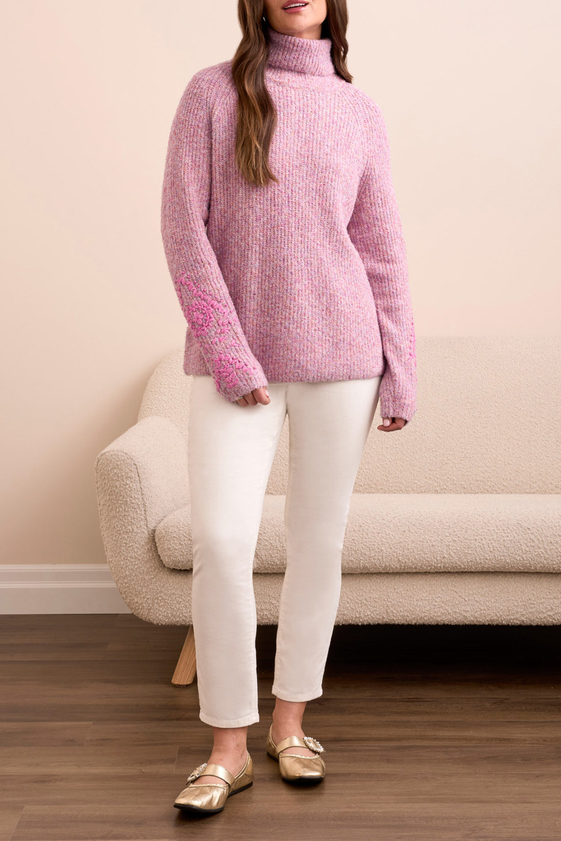 Tribal L/S Turtleneck Sweater w/ Embroidery  Cameo 23130-8196-0708