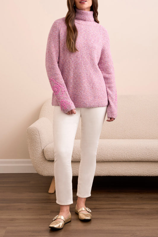 Tribal L/S Turtleneck Sweater w/ Embroidery  Cameo 23130-8196-0708
