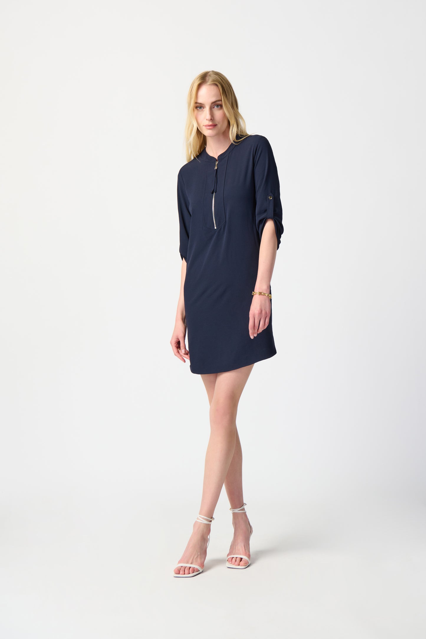 Joseph Ribkoff Mandarin Collar Straight Dress Midnight Blue 232201S24
