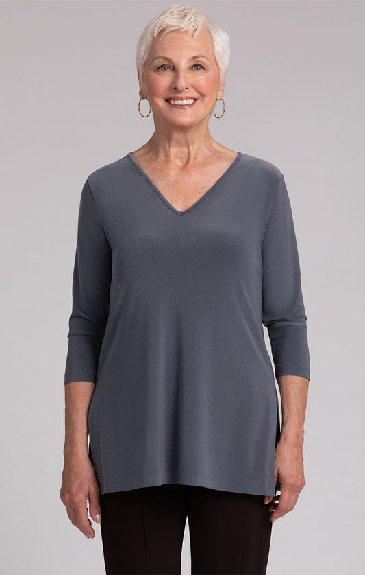 Sympli Nu Ideal V-Neck Tunic Melange Gunmetal 23235-2
